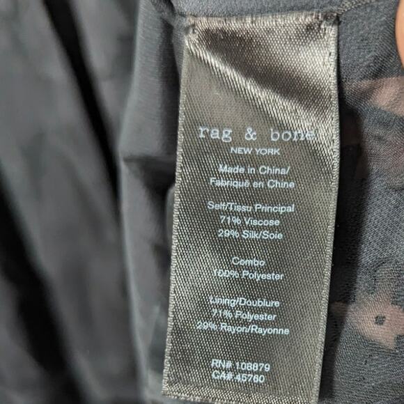 Rag & Bone Rubie Silk Blend Floral Burnout Long Sleeve Black Mini Dress Medium - Picture 7 of 13